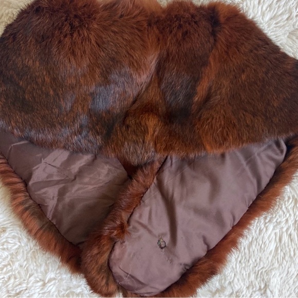 VINTAGE Reddish brown real fur collar~stole~ Wrap~Gadsby~flapper~1920s style - Picture 10 of 14